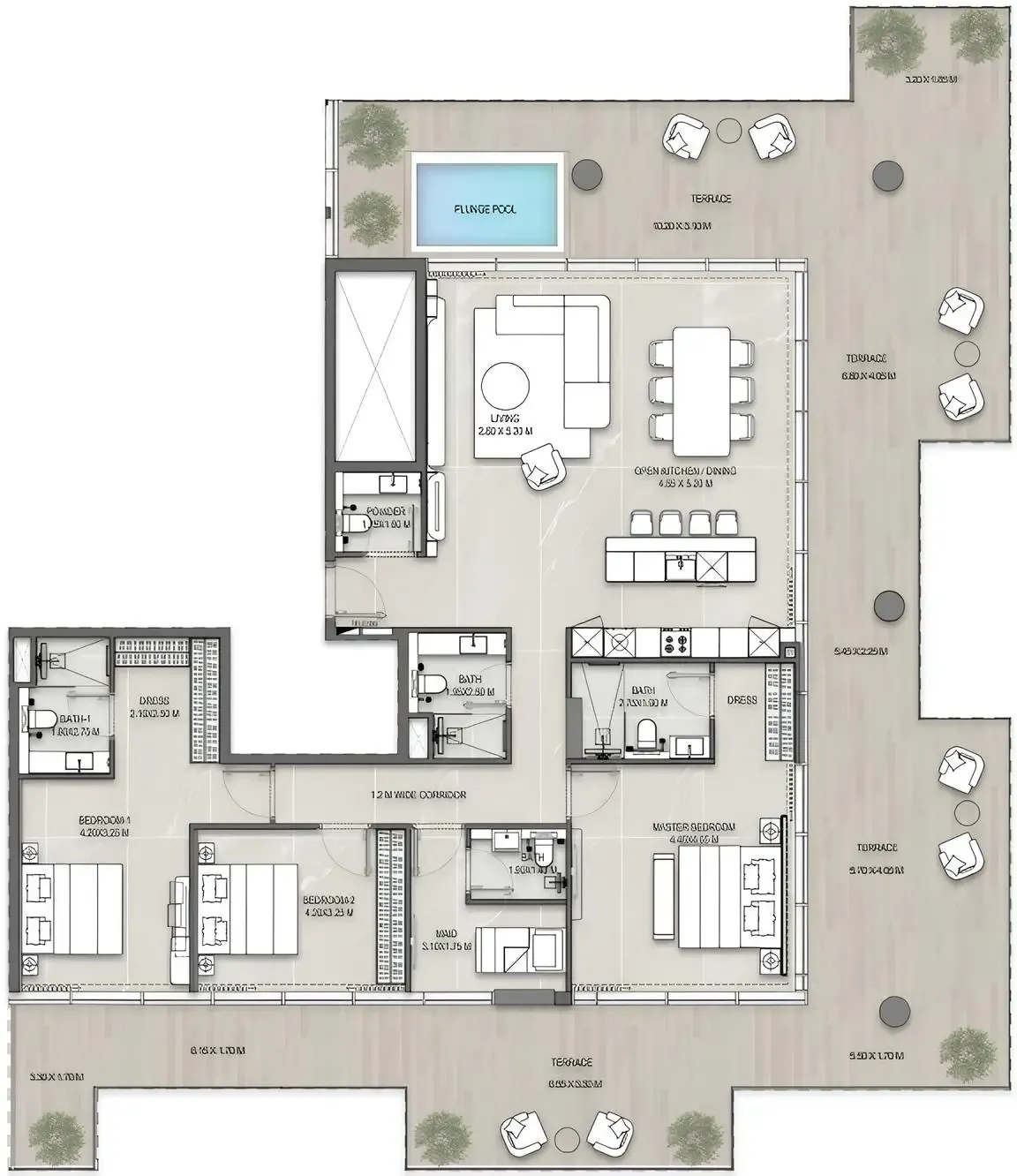 3 bedrooms floor plan