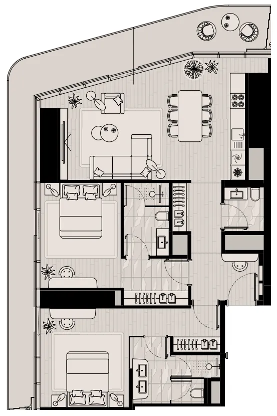 Mered Iconic Tower 2BR floor plan