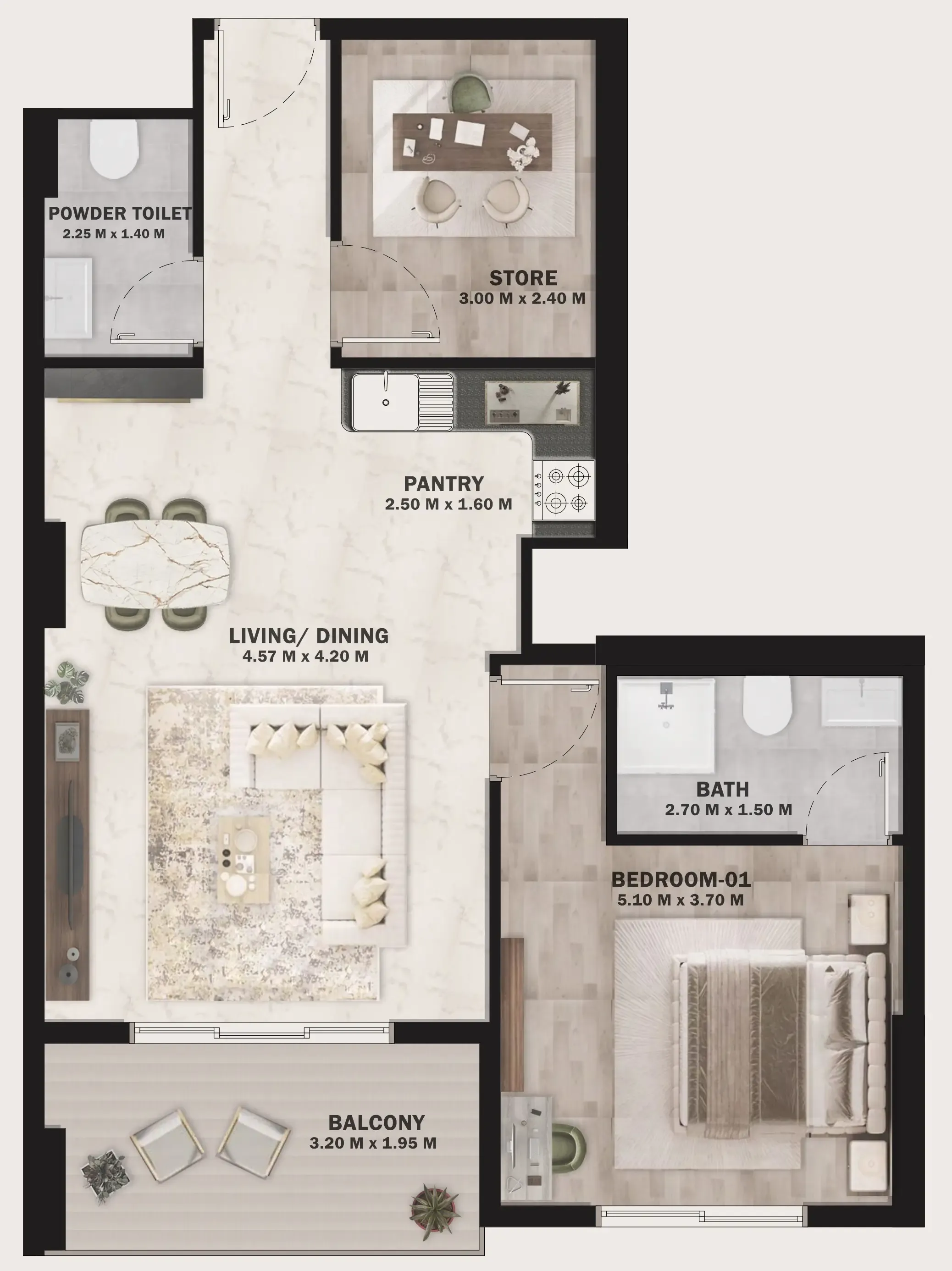 1 bed