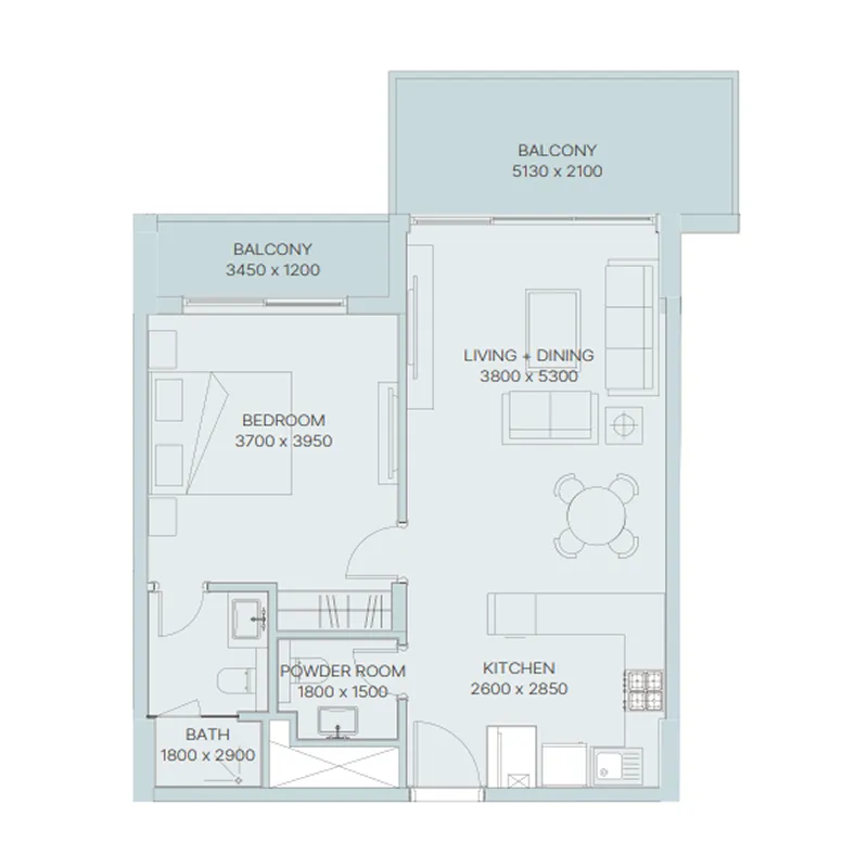 1 bedroom floor plan