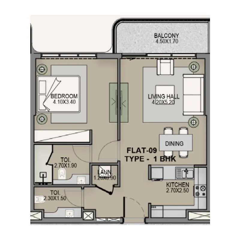 1 bedroom floor plan