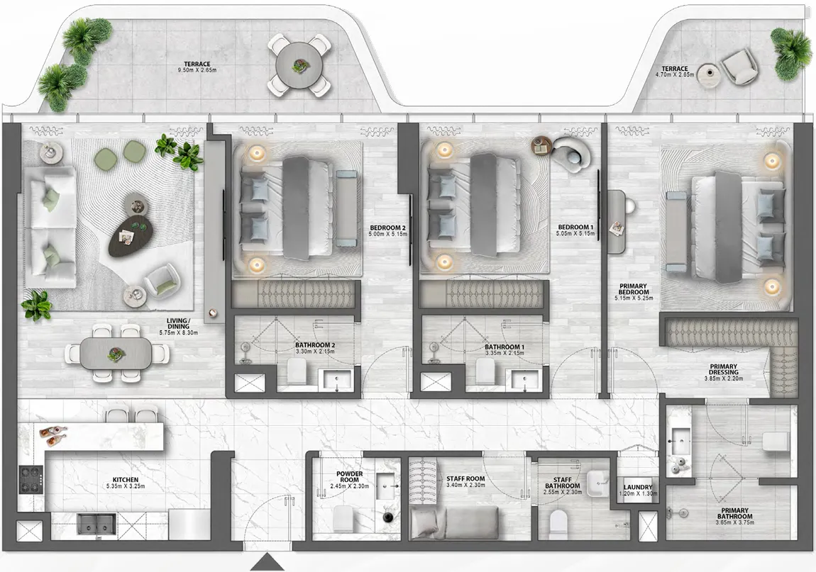 3 bedrooms floor plan