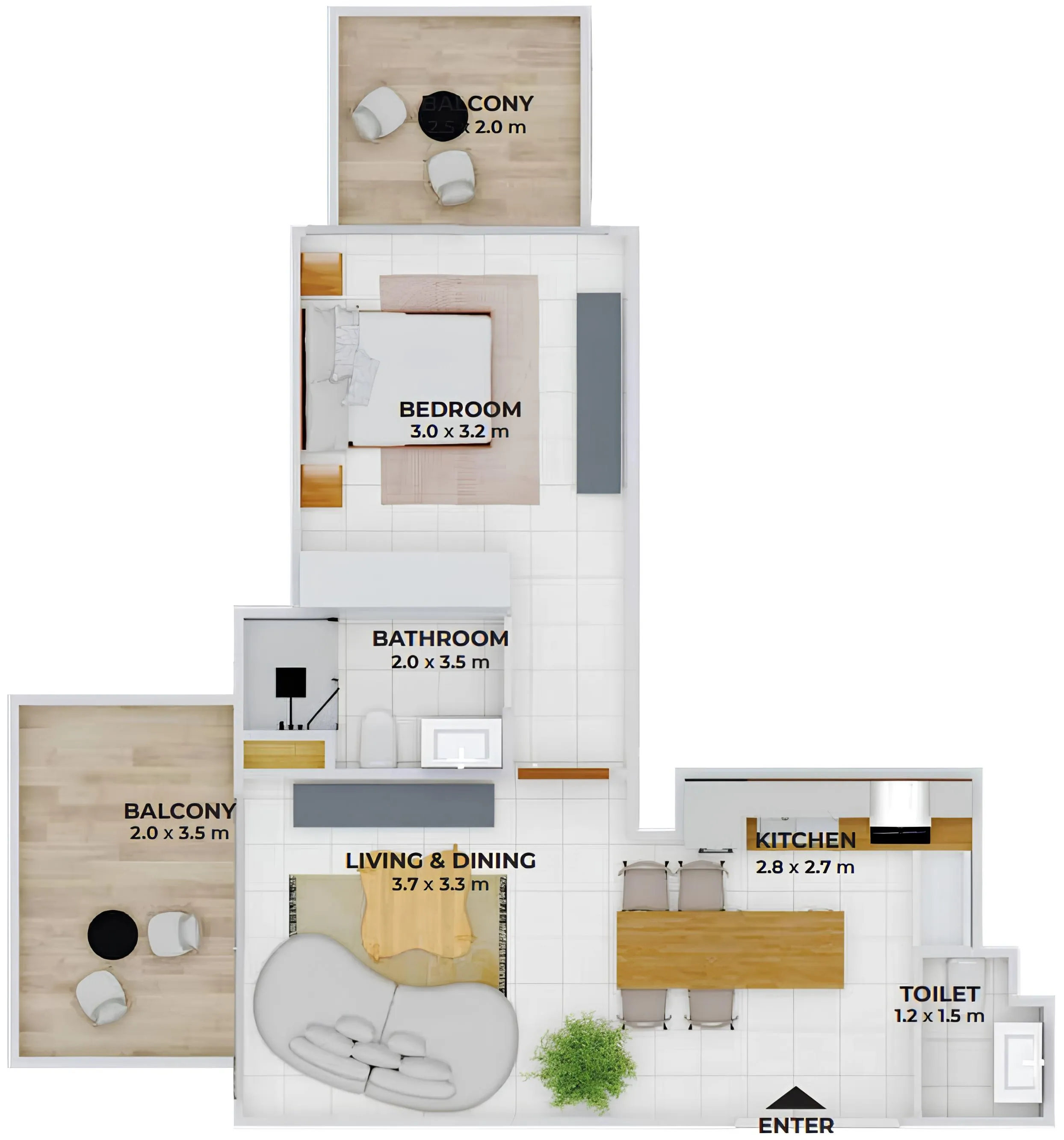1 bed