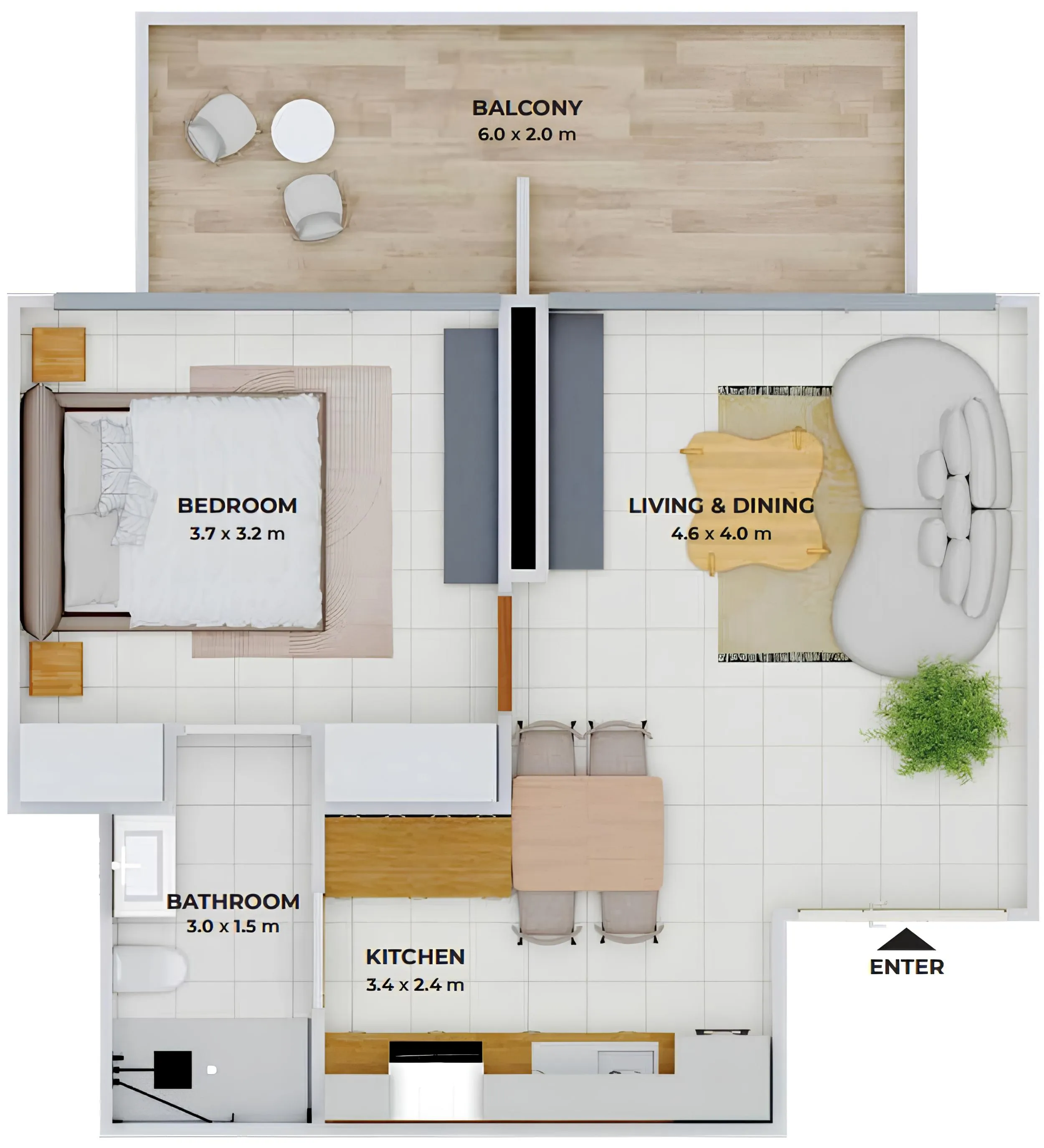 1 bed