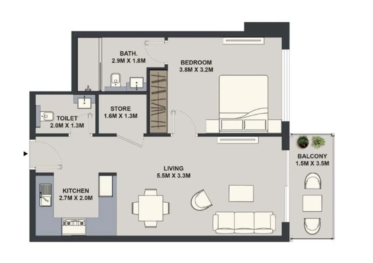 1 bed