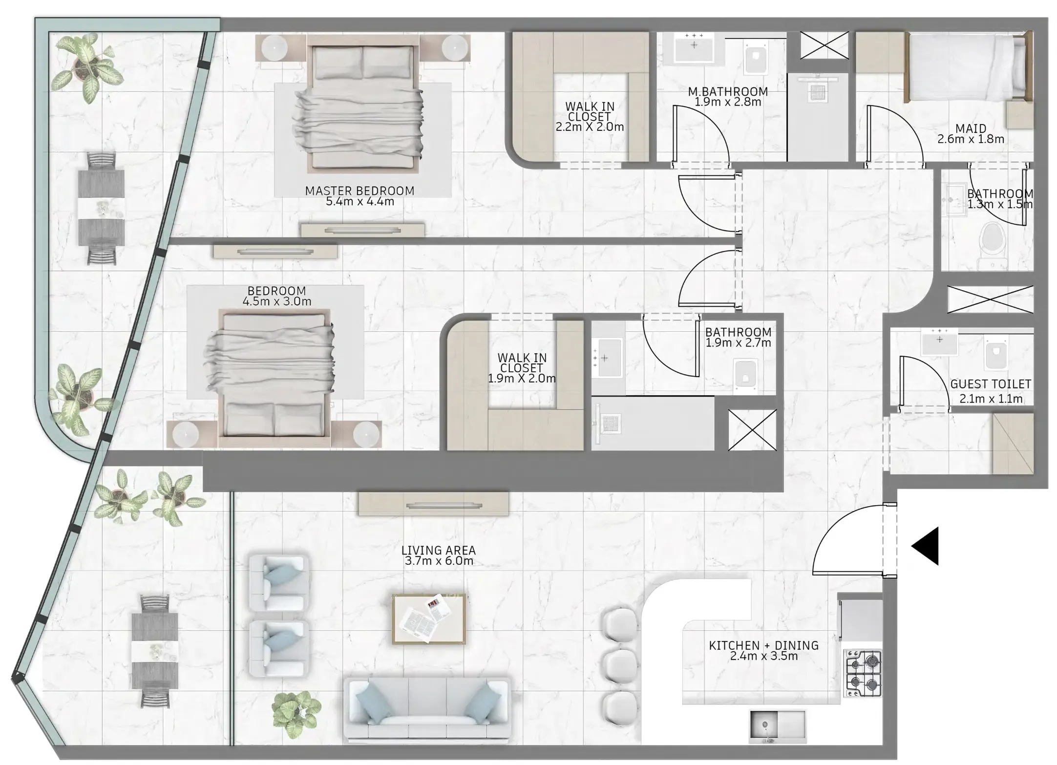 2 bed