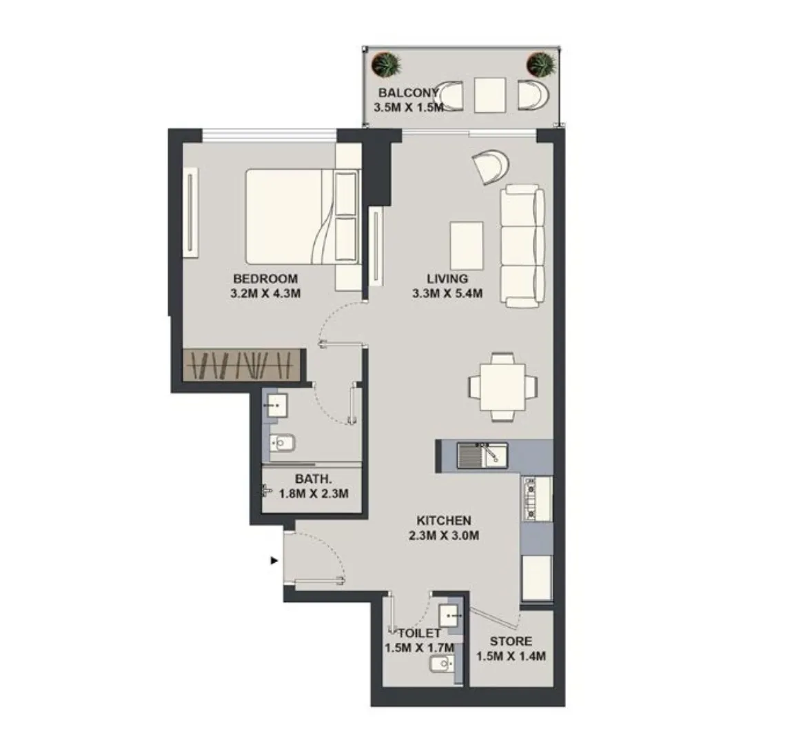 Pantheon Maison Elysee 1BR floor plan