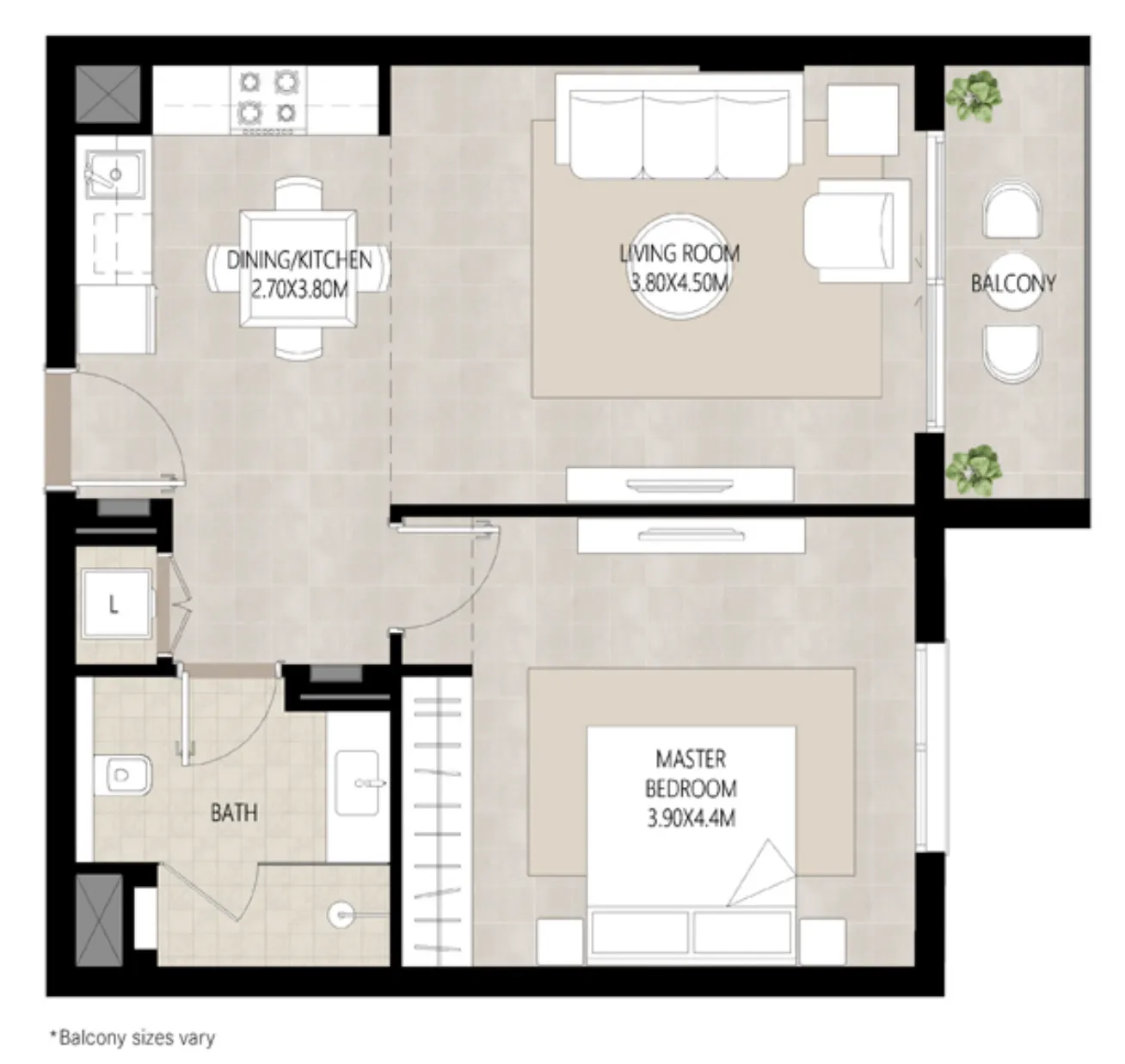 1 bedroom floor plan