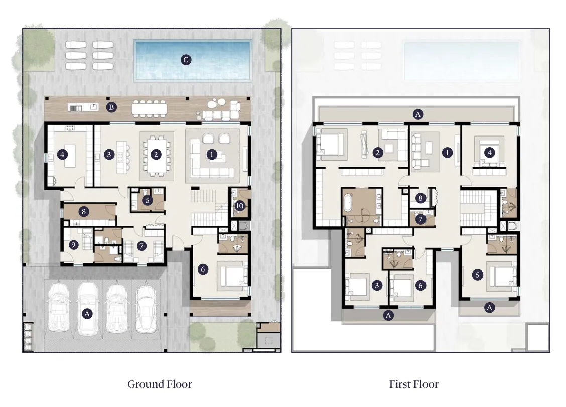 6-bedroom villa floor plan