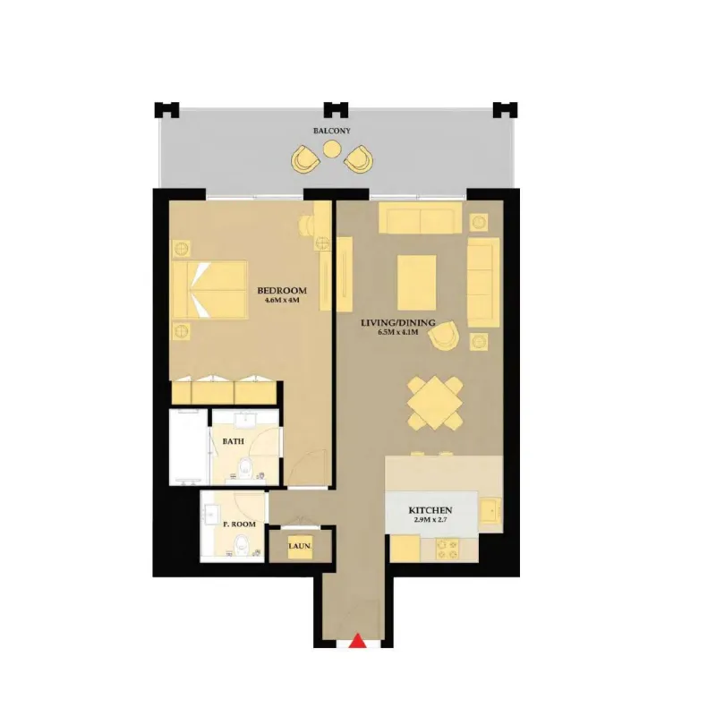 1 bedroom floor plan