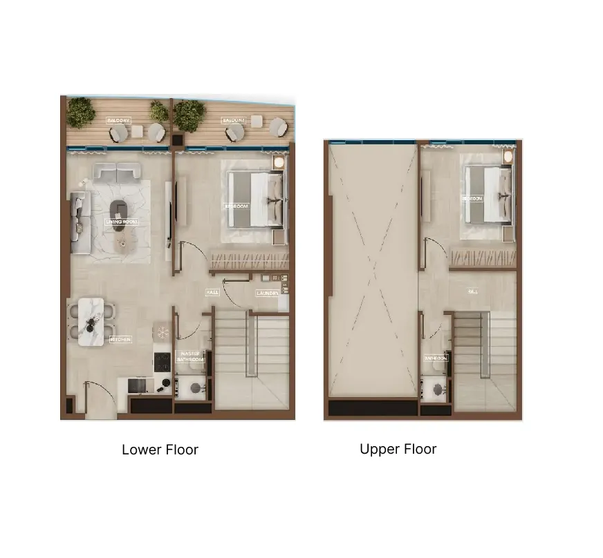 2 bedrooms floor plan