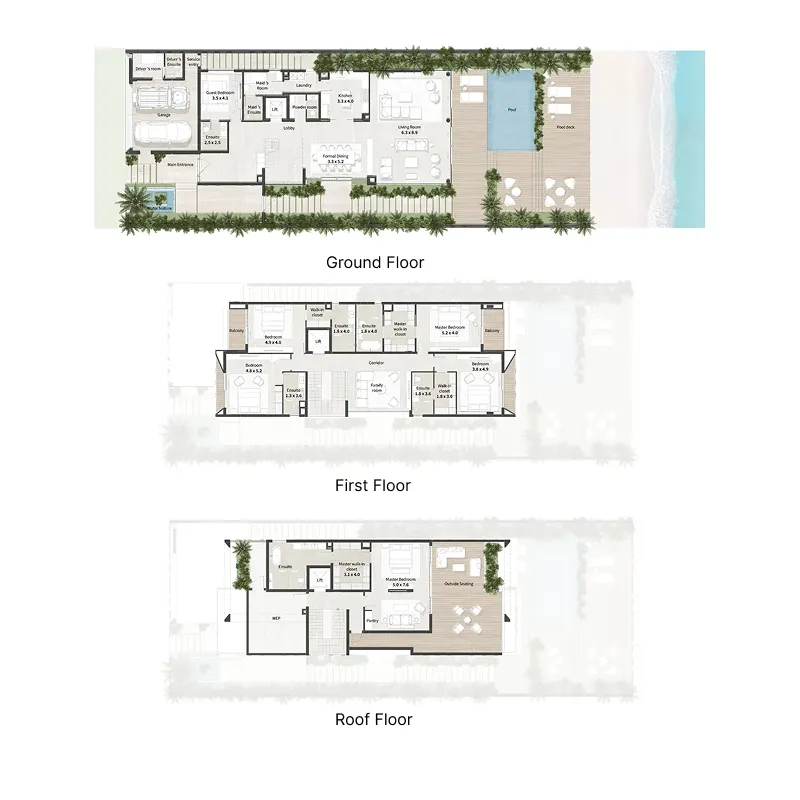6-bedroom villa floor plan