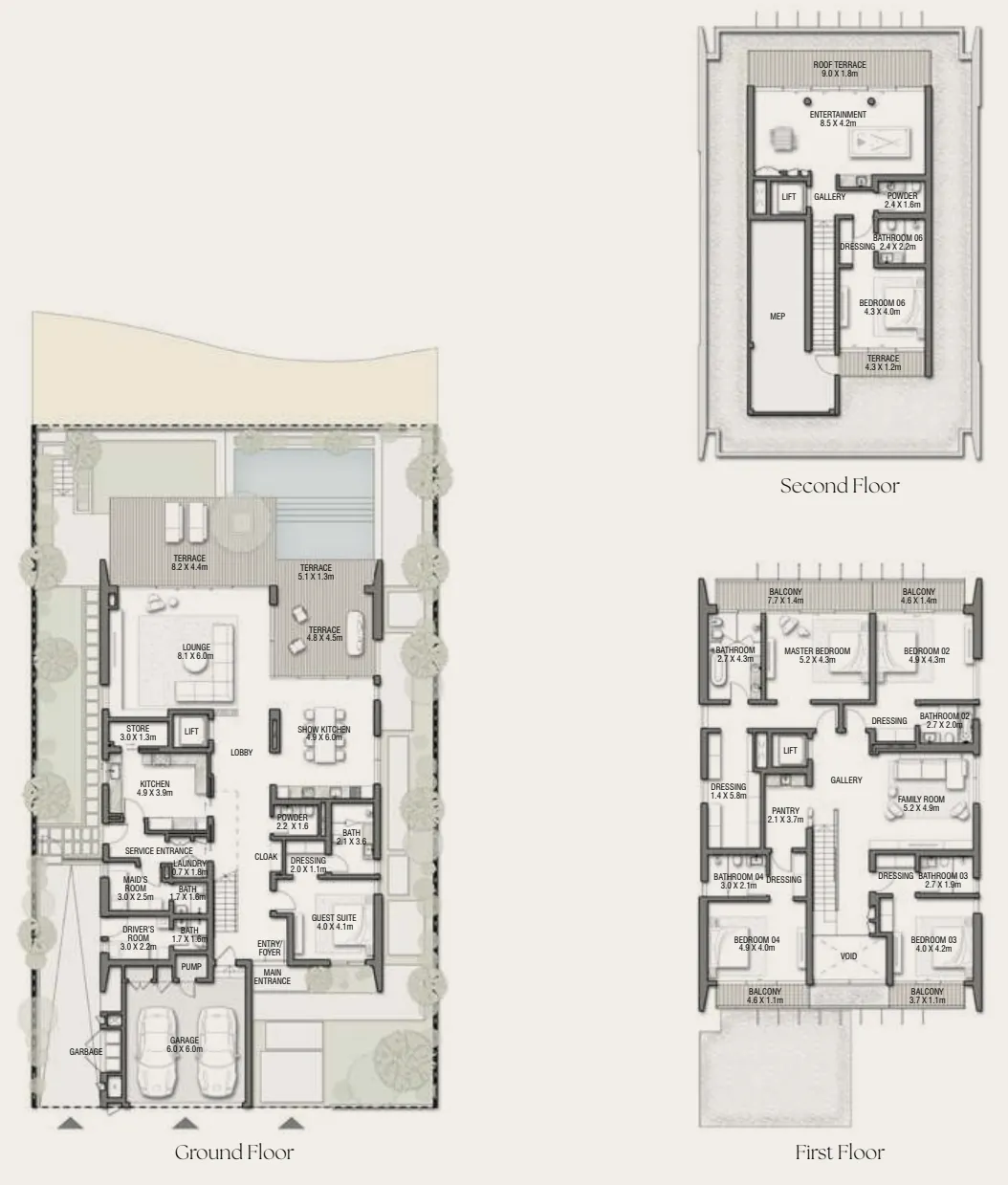 6 bedrooms floor plan