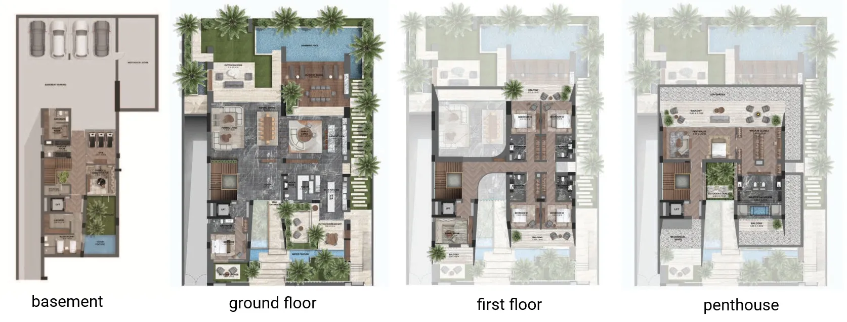 6 bedrooms floor plan