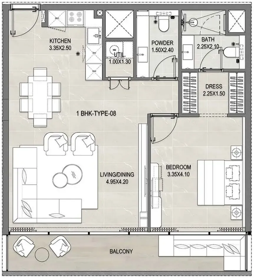 1 bedroom floor plan