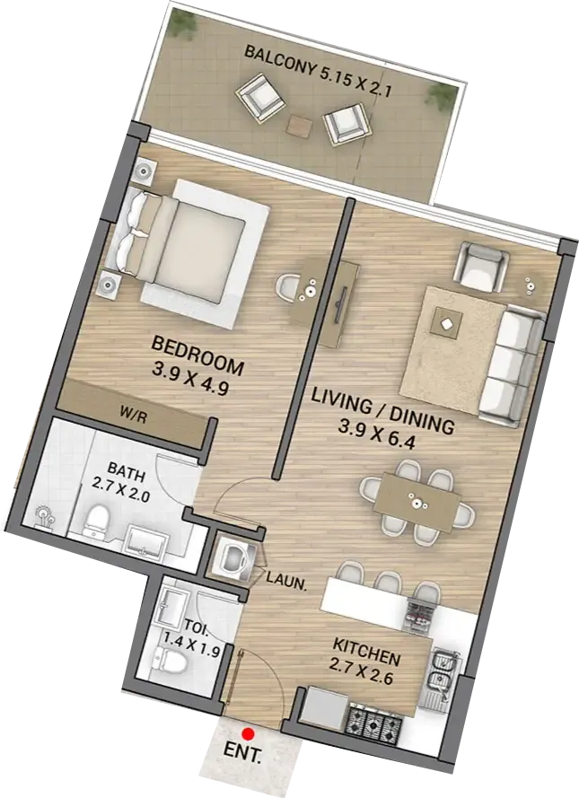 1 bed