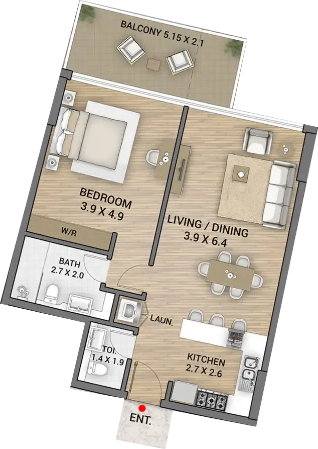 1 bed