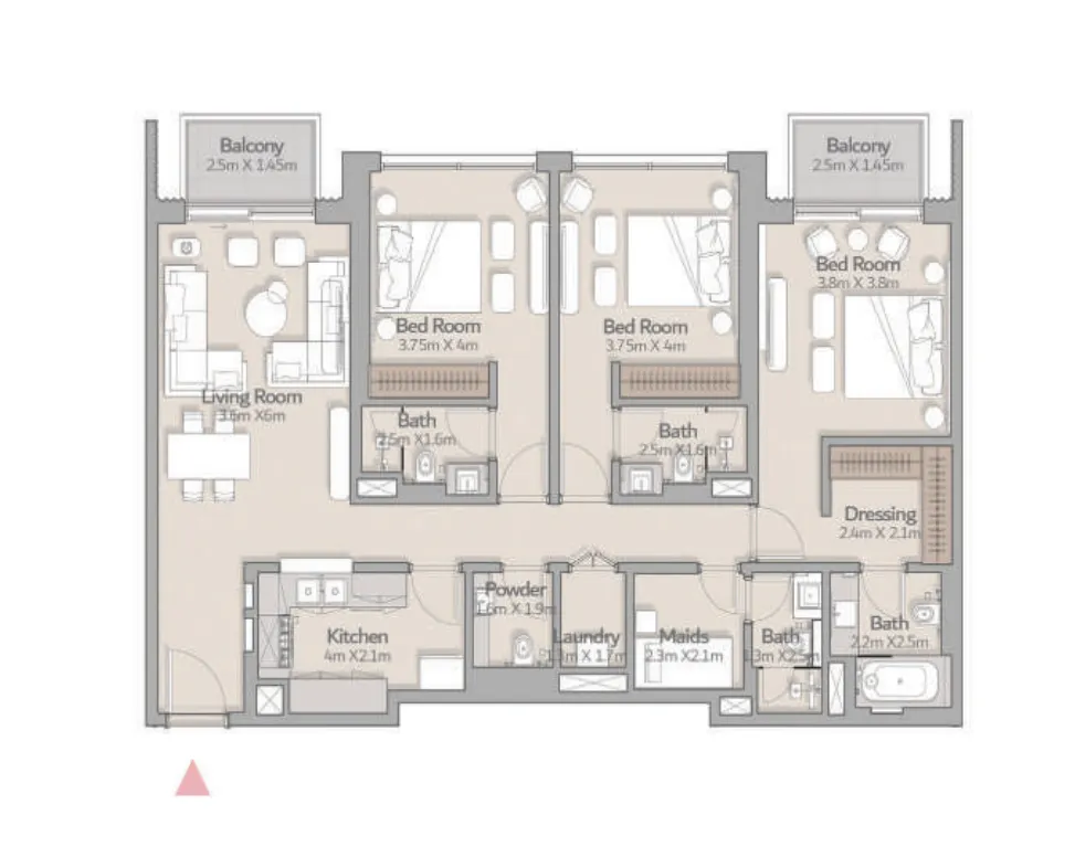 3 bedrooms floor plan