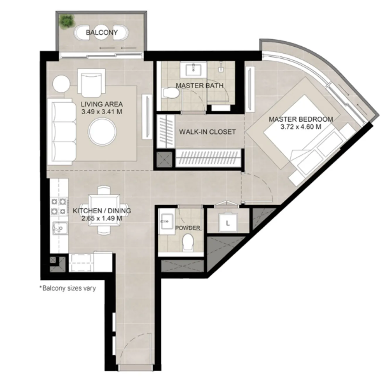 1 bedroom floor plan