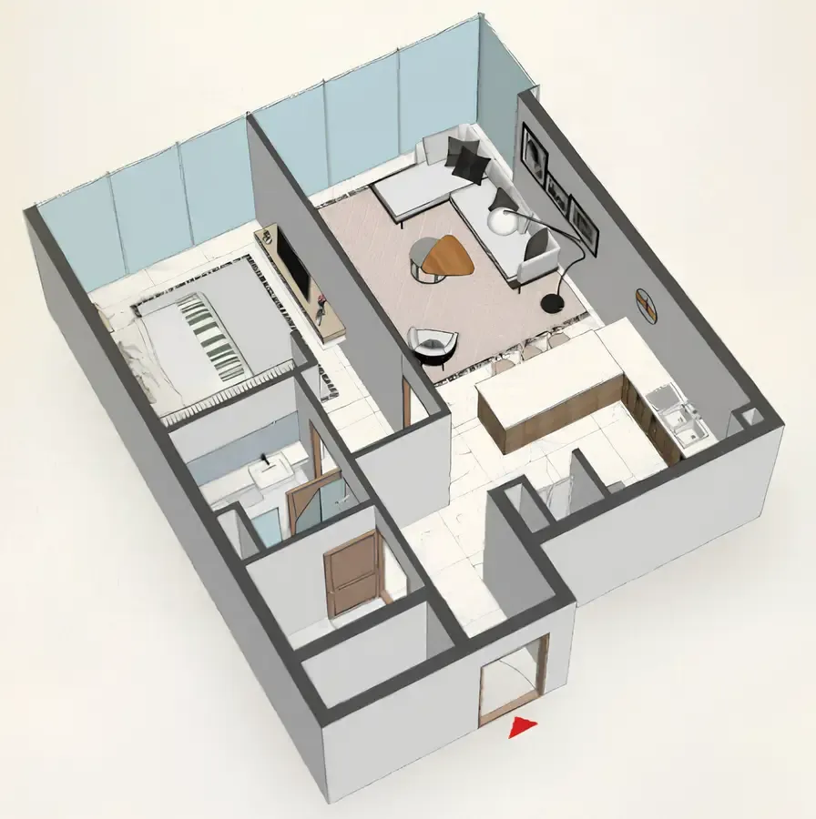 1 bedroom floor plan