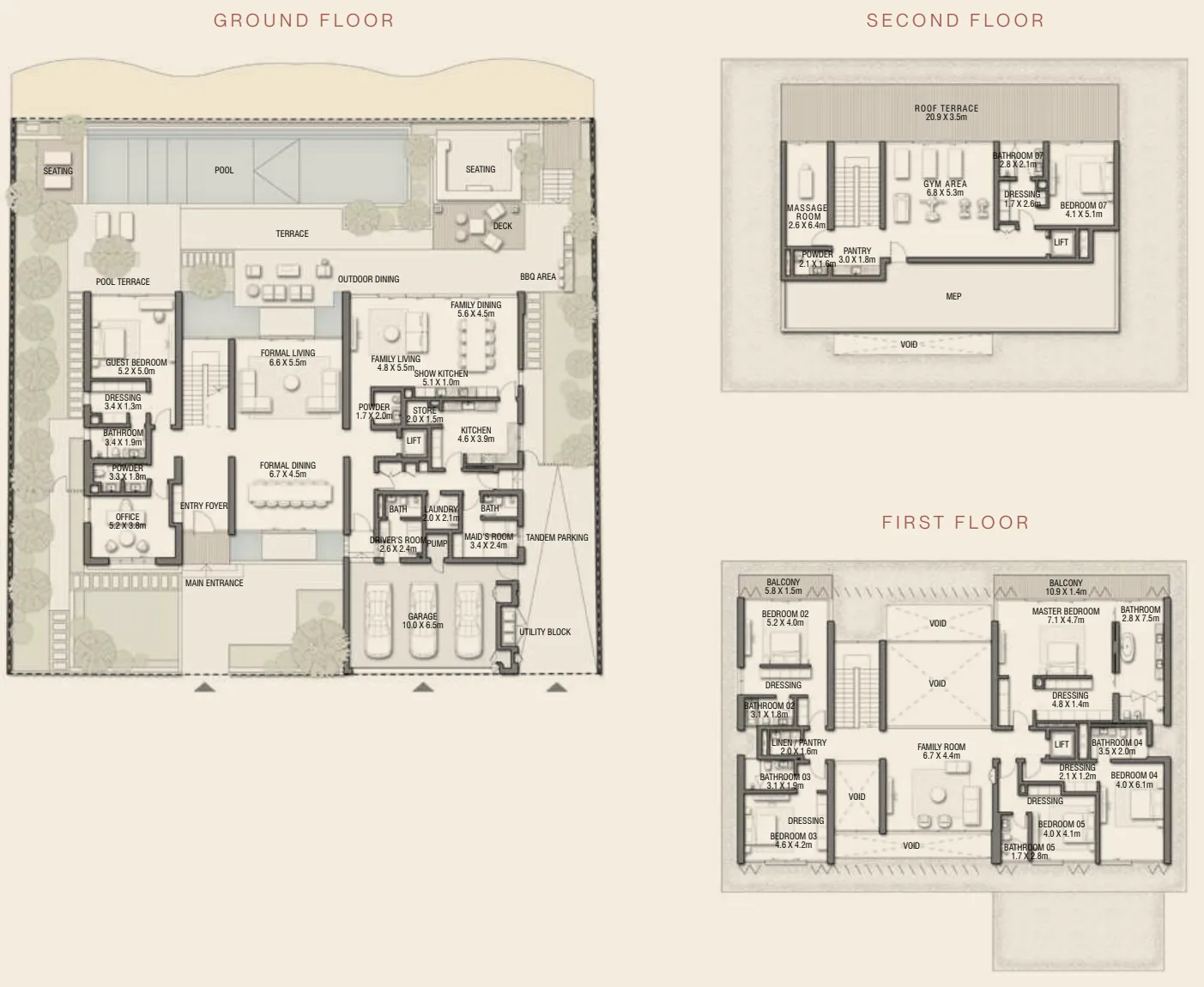 7 bedrooms floor plan
