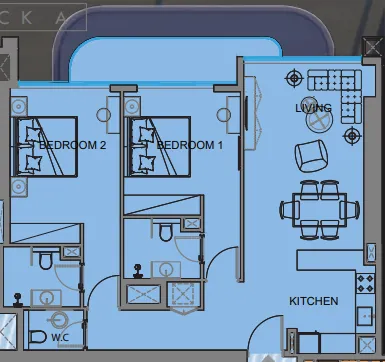 2 bedrooms floor plan