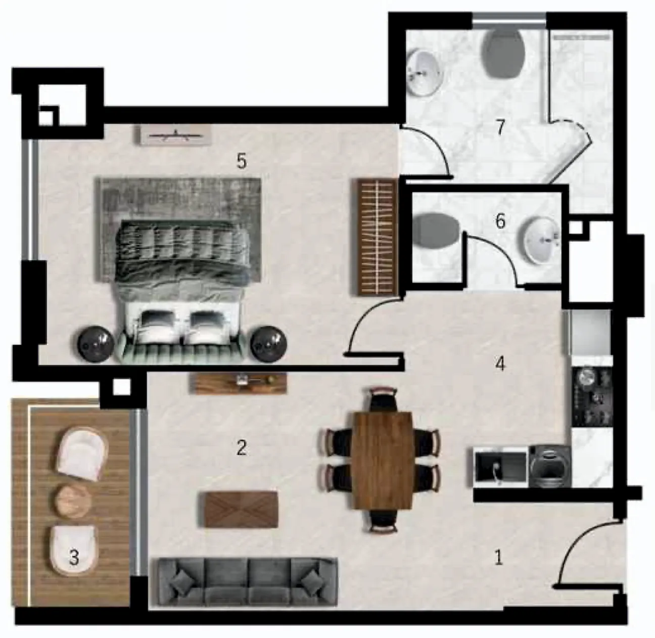 1 bedroom floor plan