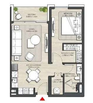 1 bedroom floor plan