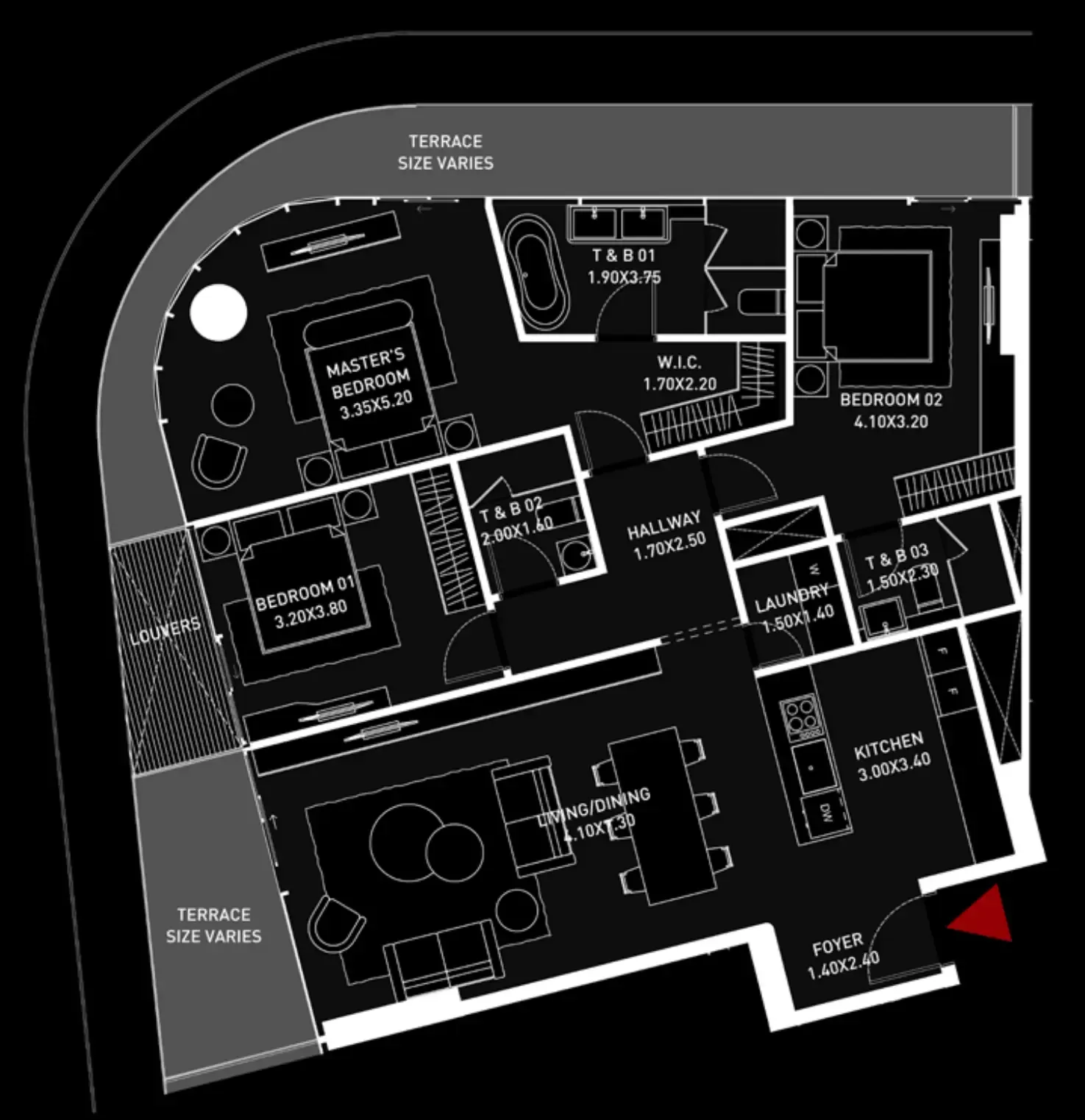 Cosmo Developments Brabus Island 3BR floor plan