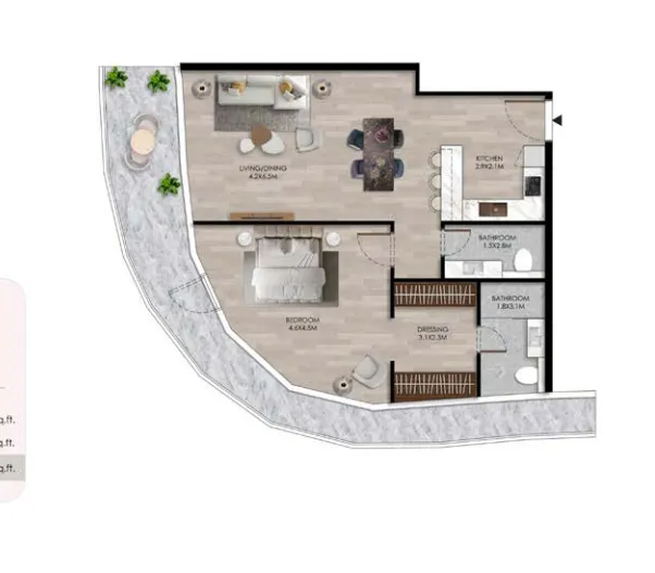 1 bed