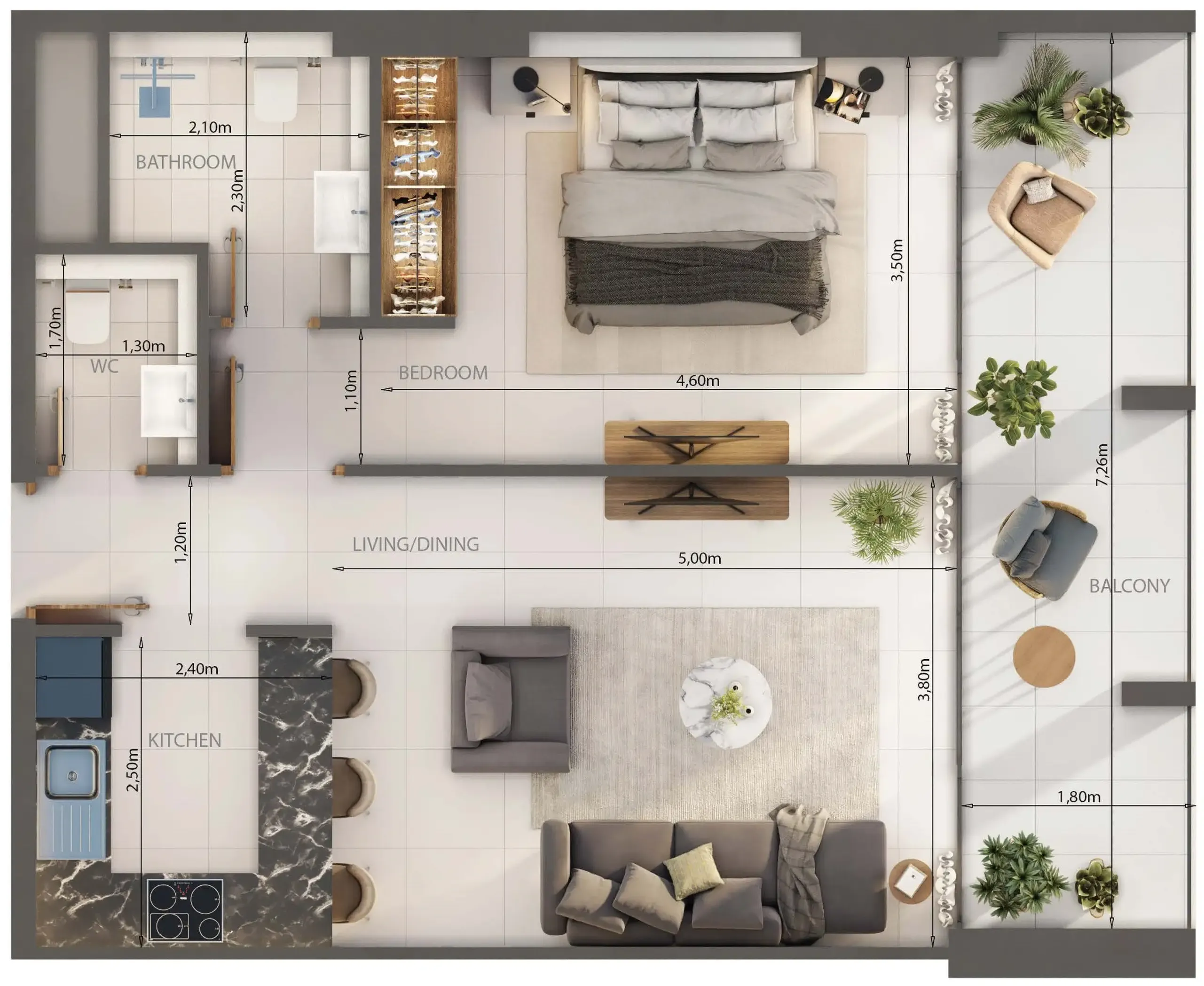 1 bedroom floor plan