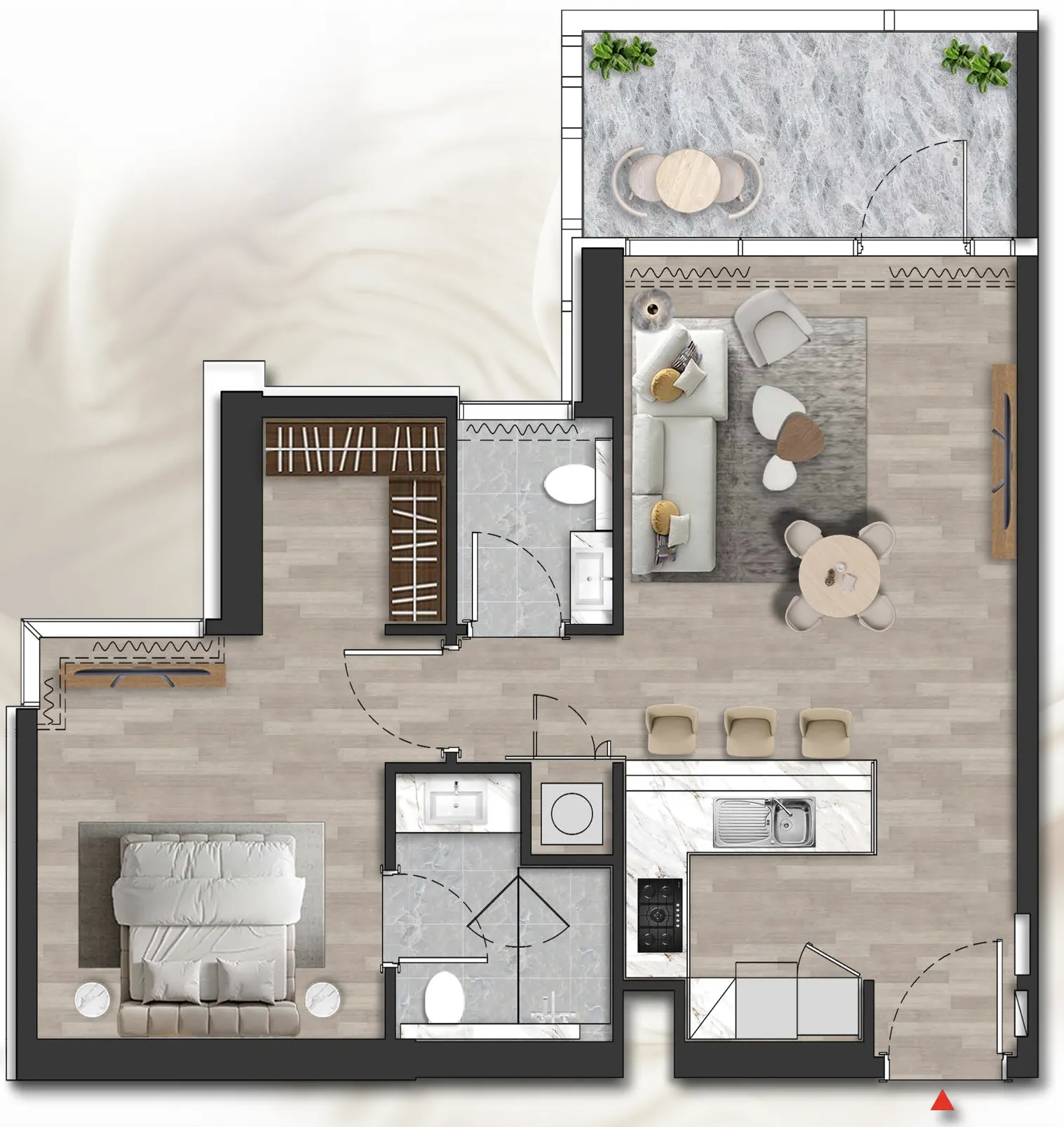 1 bedroom floor plan