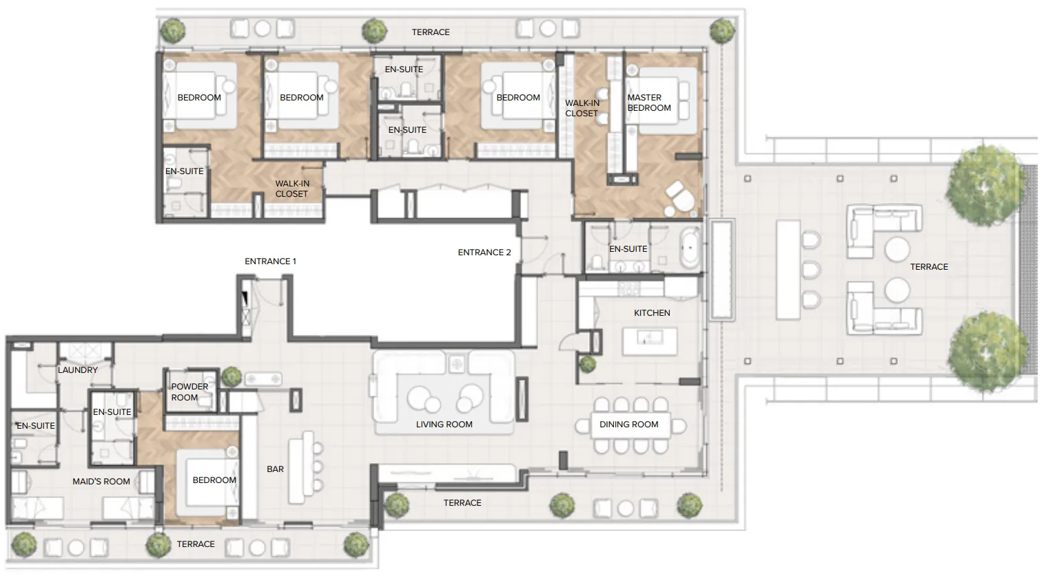 5 bedrooms floor plan