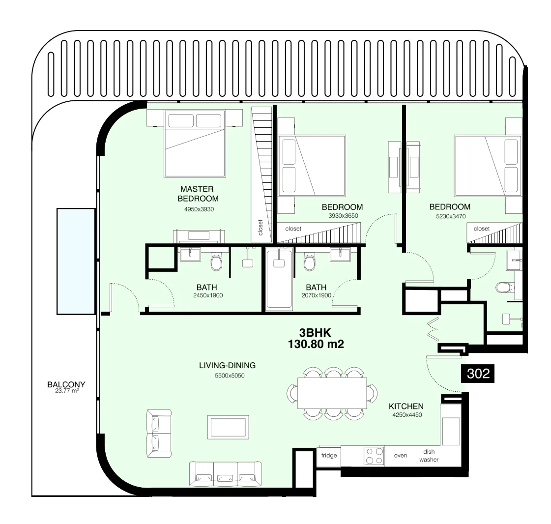 Mr. Eight Development Villa Del Gavi 3BR floor plan