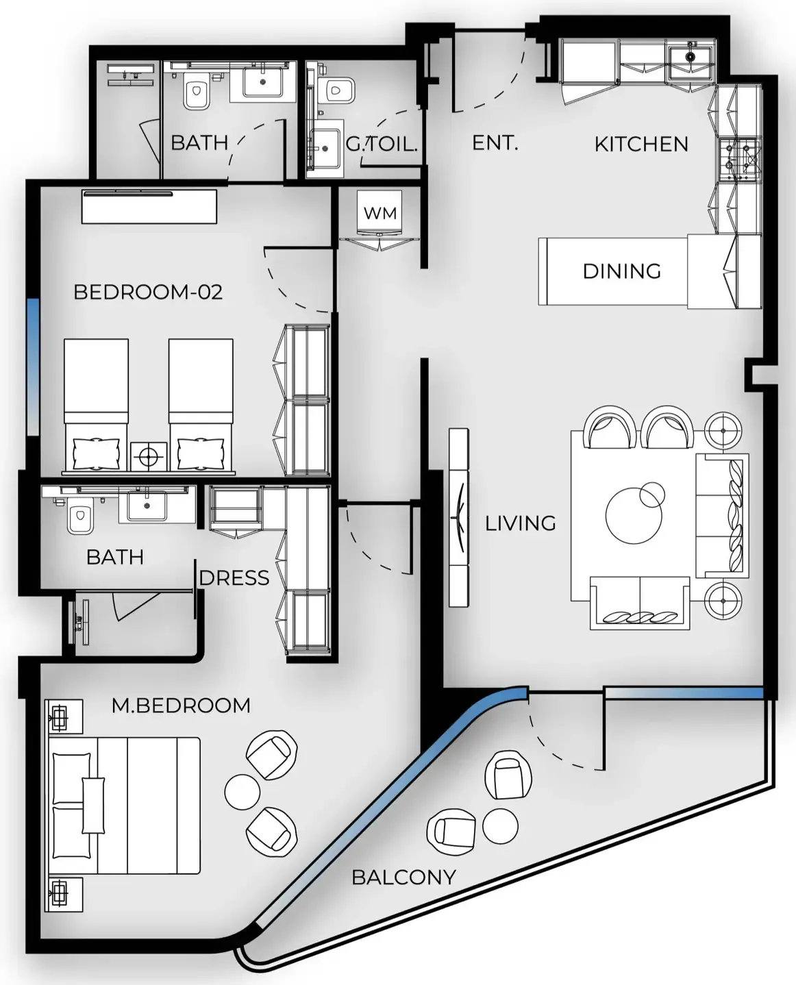 2 bed