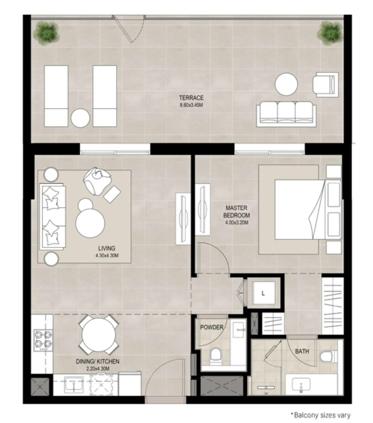 1 bedroom floor plan
