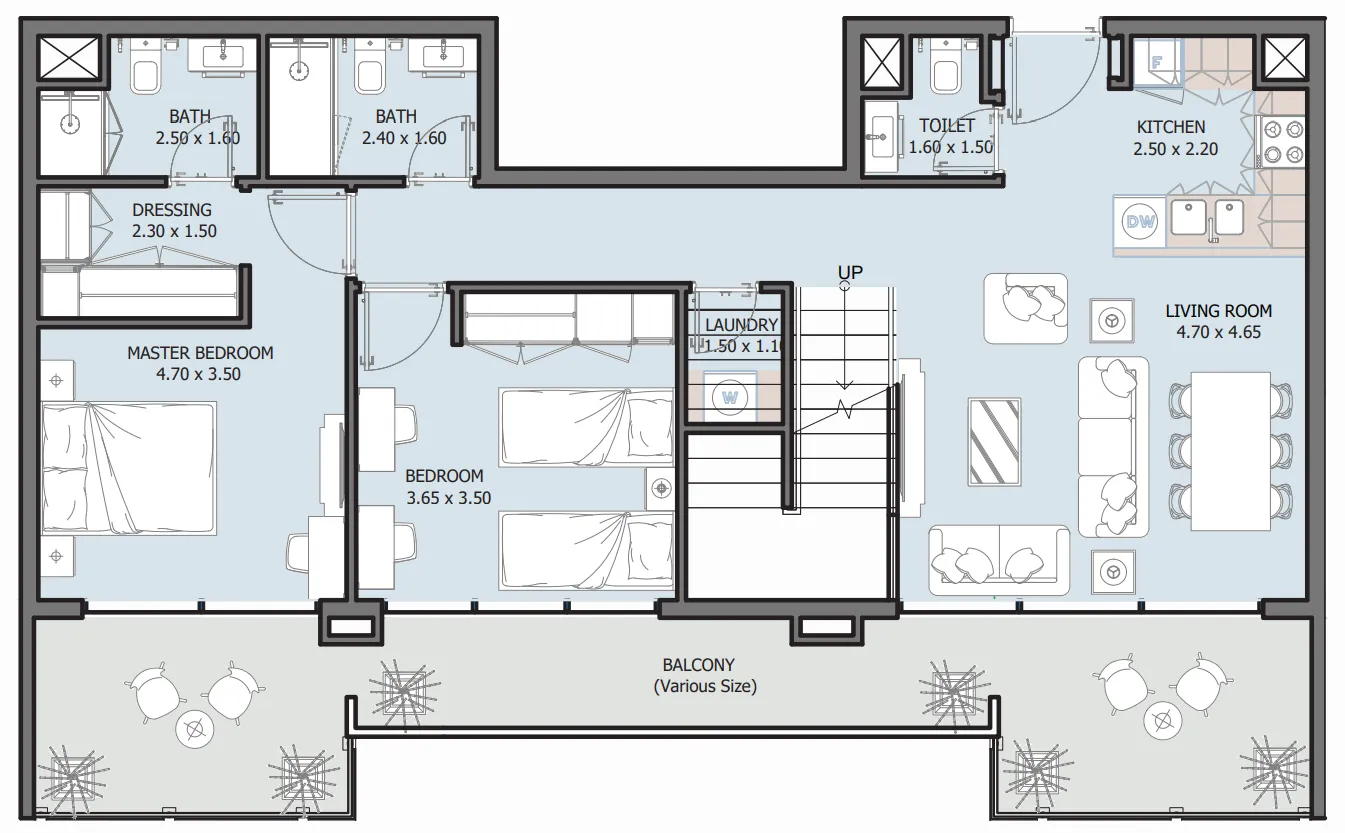 4-bedroom townhouse floor plan