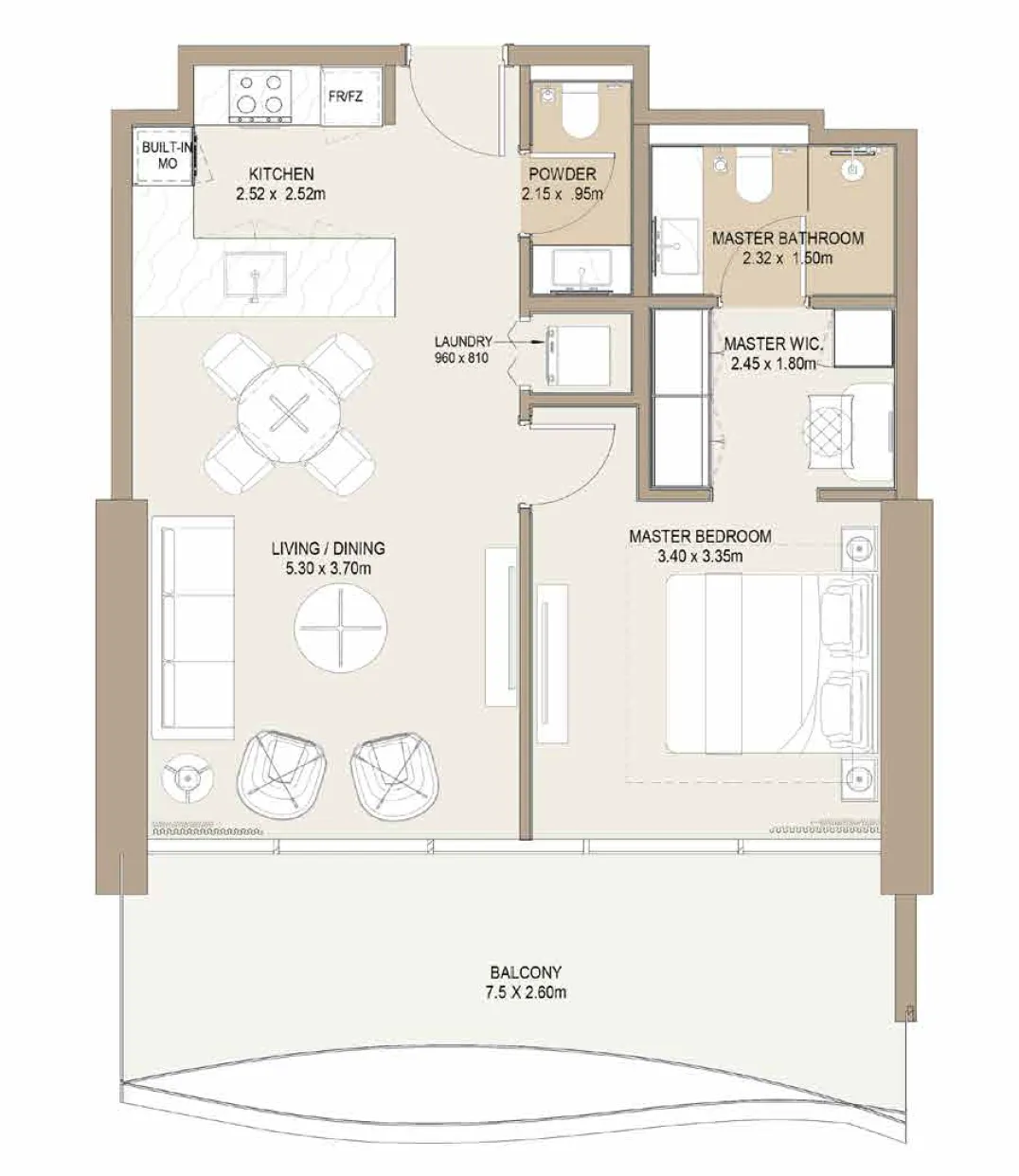 One Development Laguna Residence 1BR floor plan