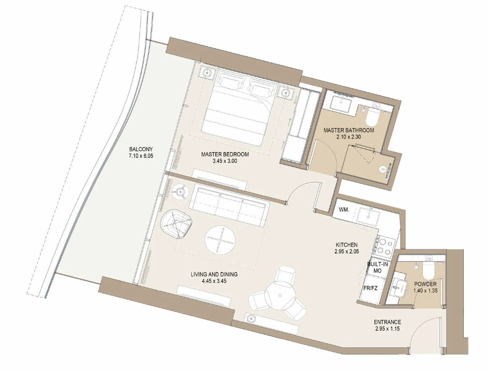 One Development Laguna Residence 1BR floor plan