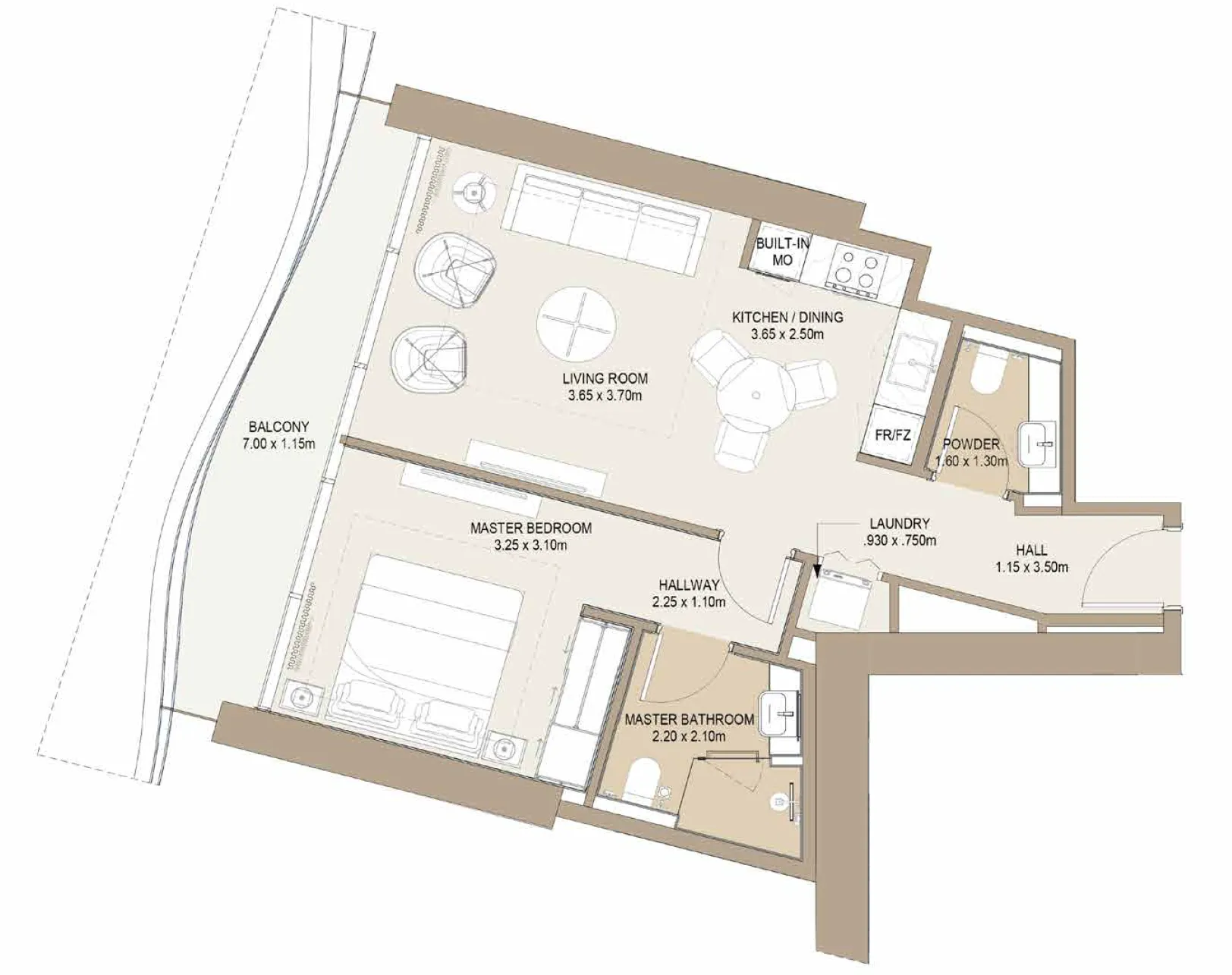 One Development Laguna Residence 1BR floor plan