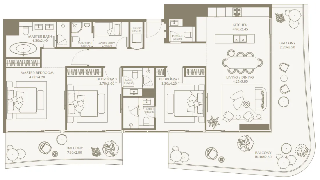 3 bedrooms floor plan