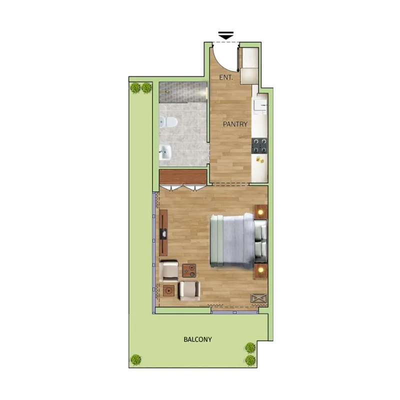 1 bedroom floor plan