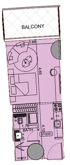 Binghatti Aquarise — Studio floor plan