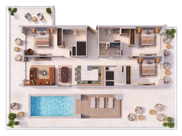 3 bedrooms floor plan