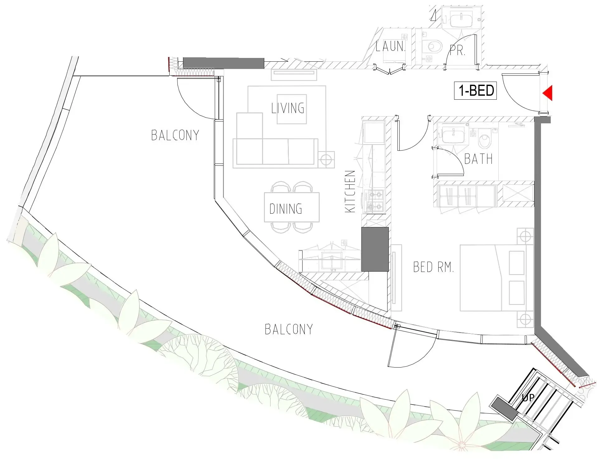 1 bedroom floor plan