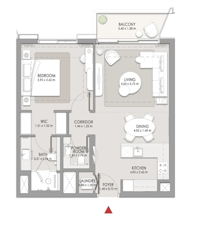 1 bedroom floor plan