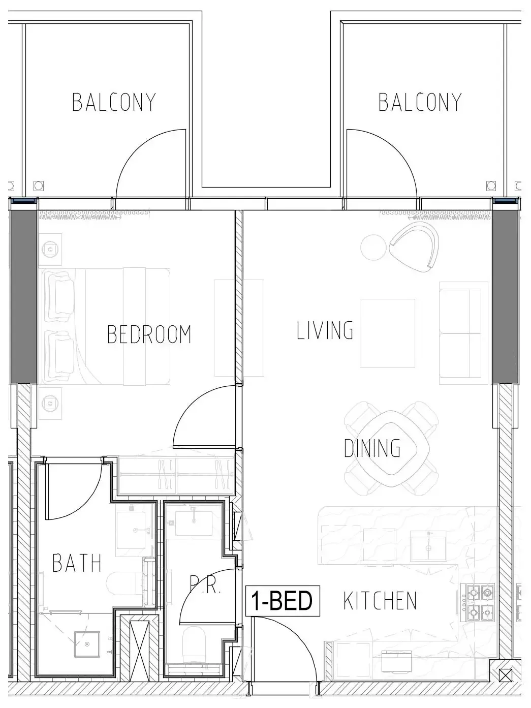 1 bedroom floor plan
