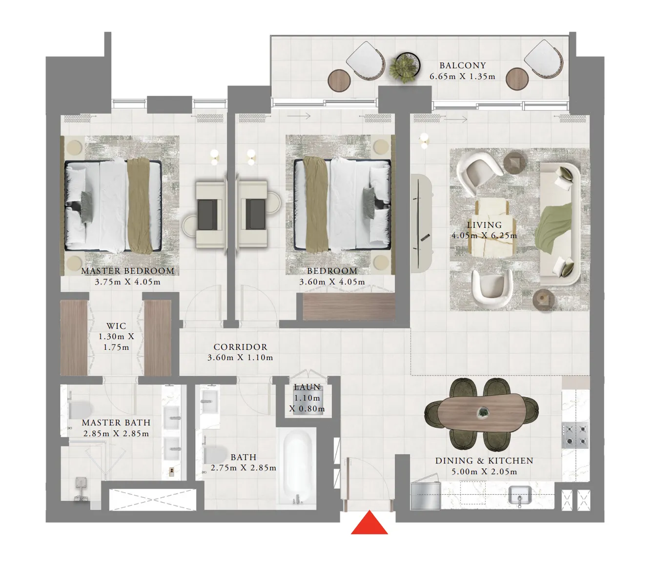 2 bedrooms floor plan