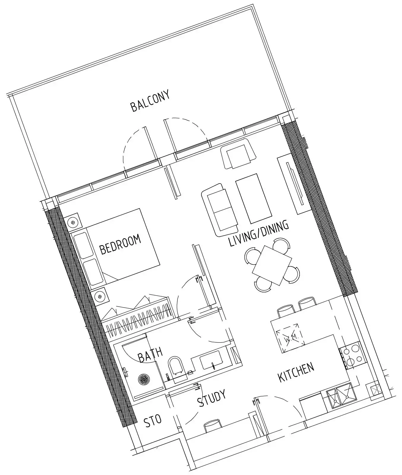 1 bedroom floor plan