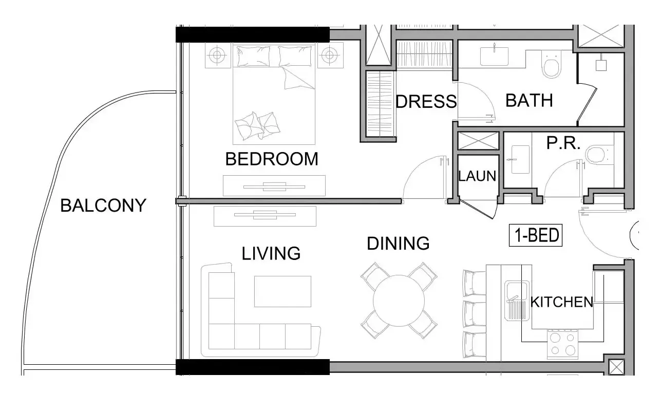 1 bedroom floor plan